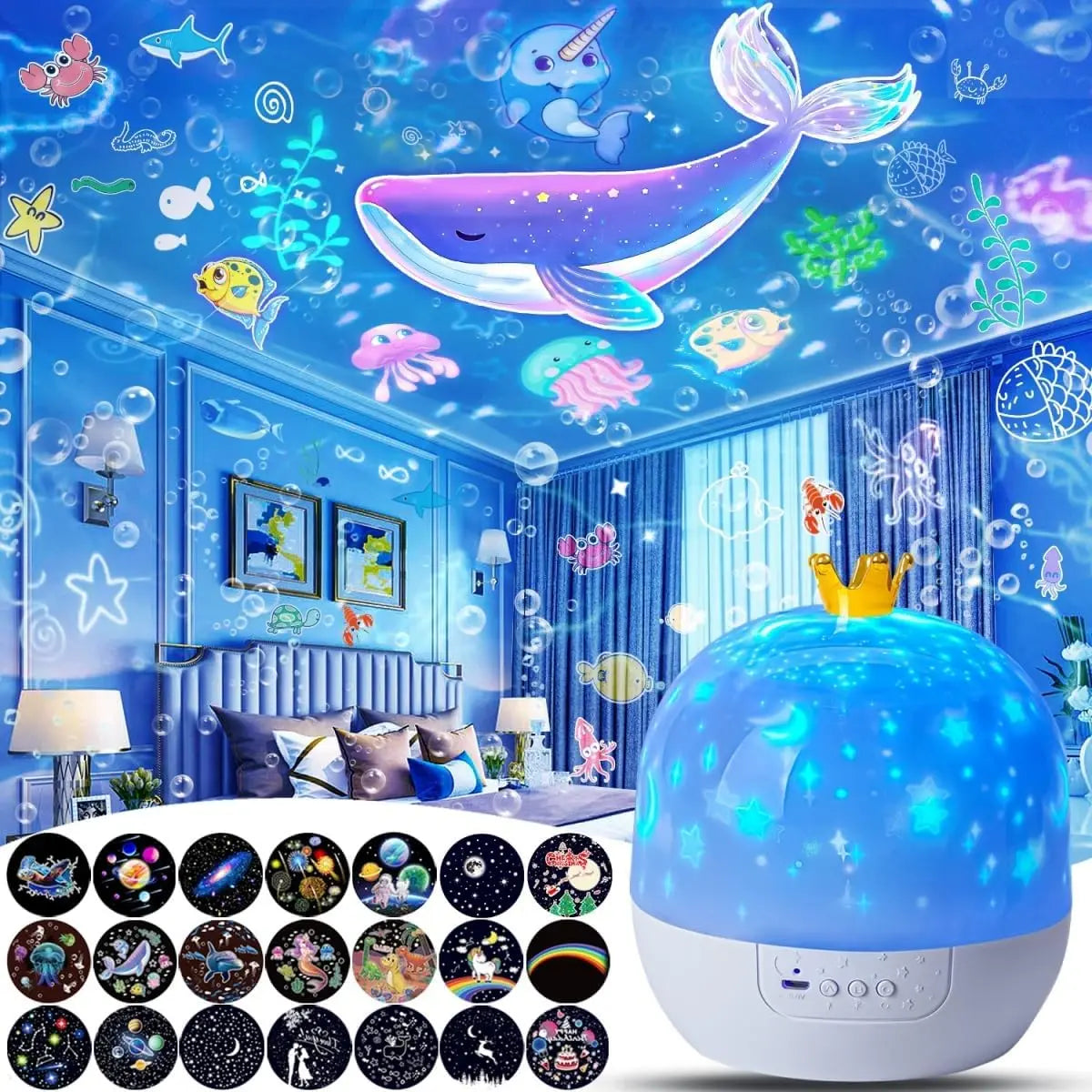 Projecteur de ciel étoilé Galaxy 21 en 1 pour enfants, rotation à 360 °, minuterie, lampe, anniversaire, cadeaux de Noël, décor