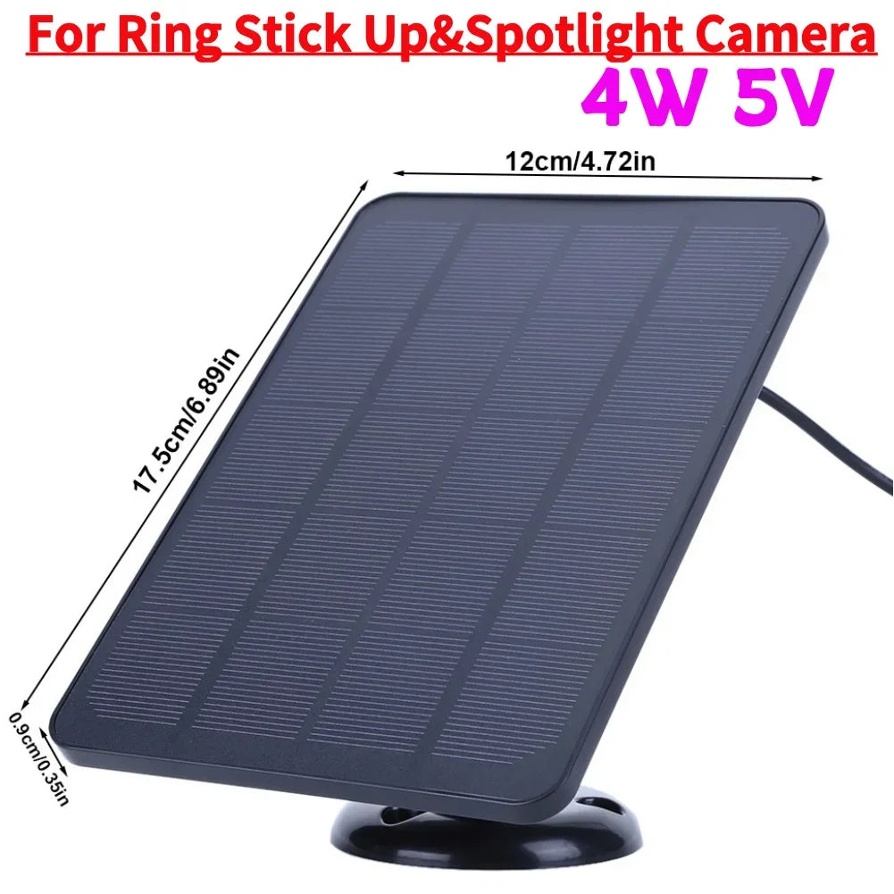 Panneau solaire 4W 5V pour caméra Ring Stick Up et projecteur, dimensions 17,5 x 12 cm, design compact
