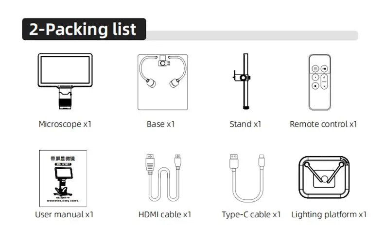 Microscope numérique HDMI 2500X, 3 objectifs 2K, caméra vidéo, écran IPS 10.1 pouces, bricolage, réparation de téléphones électroniques, outils de soudage