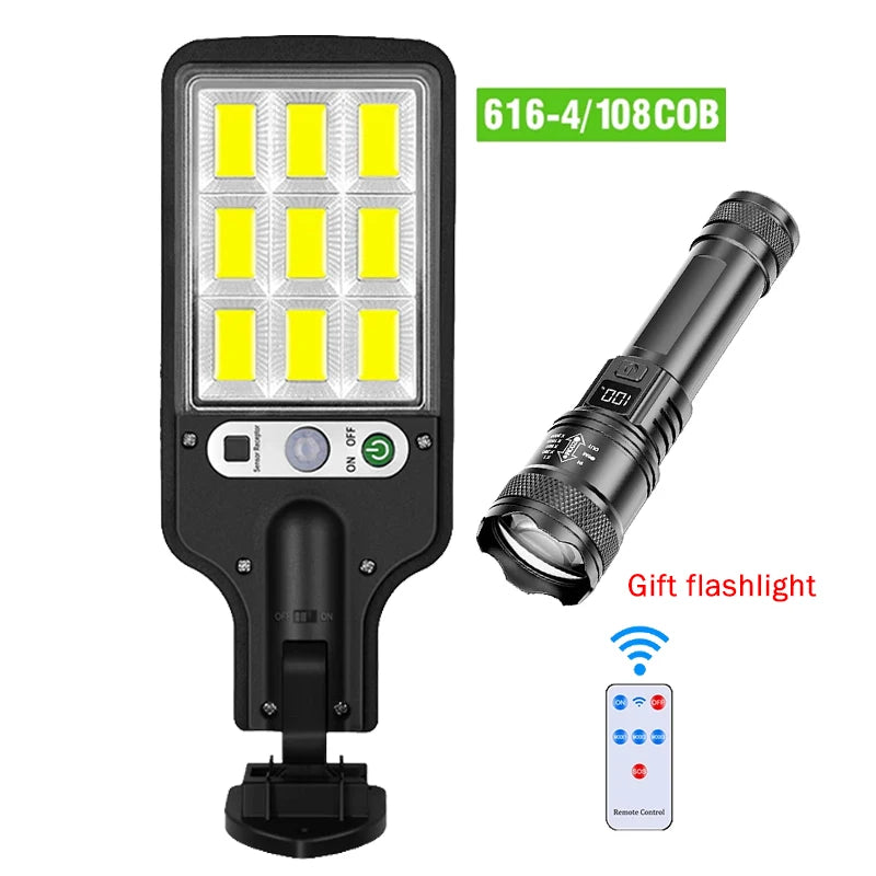 La plus récente lumière LED solaire 300000 LM lampe solaire extérieure de capteur de mouvement 4 modes étanche IP65 lumière solaire de jardin lanterne de cour de rue