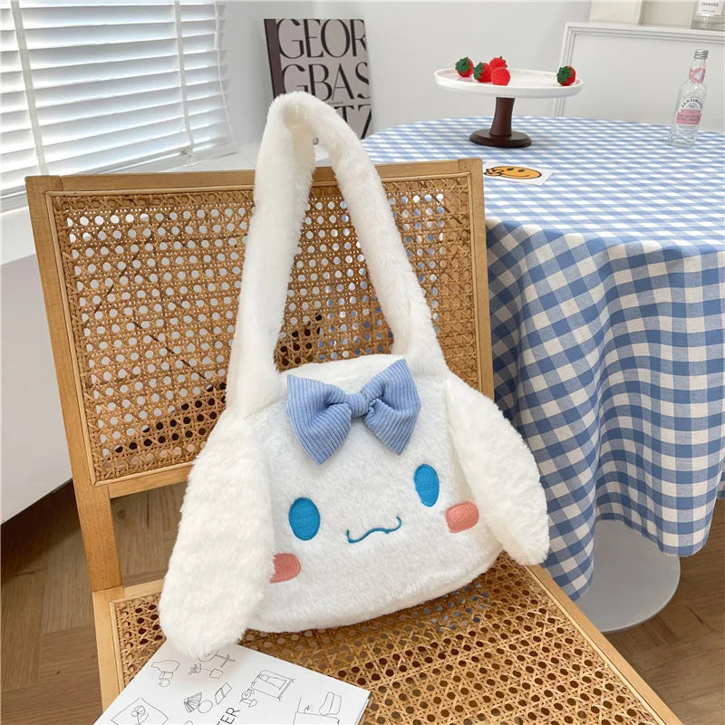 Sanrio mignon doux polyvalent grande capacité en peluche sac à bandoulière femme nouveau Kulomi sac à main dessin animé sac en peluche sac de messager