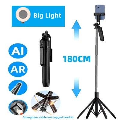 FANGTUOSI trépied 1800mm pour appareil photo Smartphone, support de trépied avec obturateur Bluetooth, supports de perche à Selfie sans fil support de téléphone