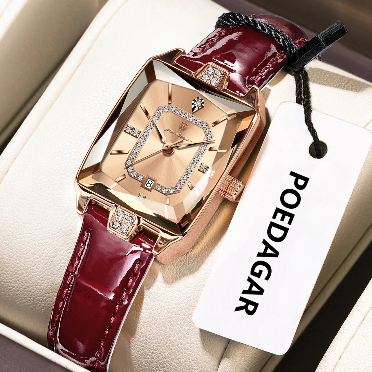POEDAGAR Original luxe femmes montre-bracelet étanche en cuir Date femme montre élégante de haute qualité Quartz femmes montres Reloj
