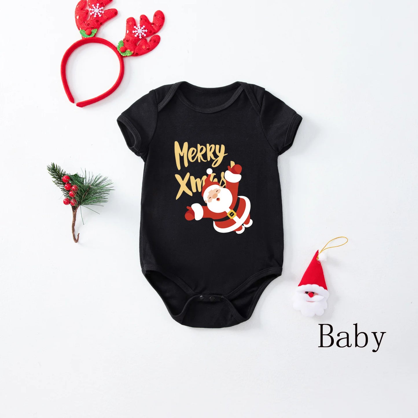 Costume du nouvel an 2025, ensemble pyjama de noël à manches courtes, tenues assorties pour famille/couples/enfants, T-shirt + pantalon, vêtements de nuit