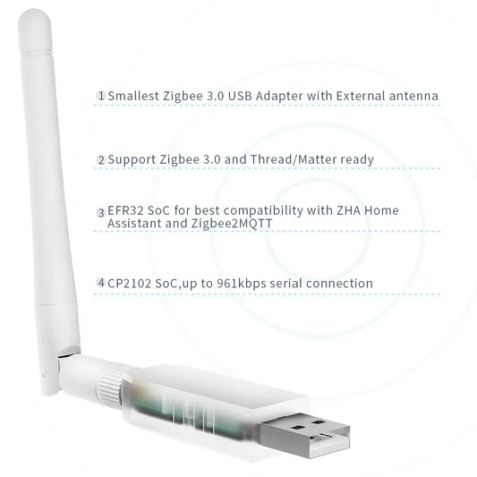 Adaptateur USB Zigbee 3.0 SMLIGHT SLZB-07, le plus petit filetage/matteur fonctionne avec Zigbee2MQTT, Assistant domestique, ZHA