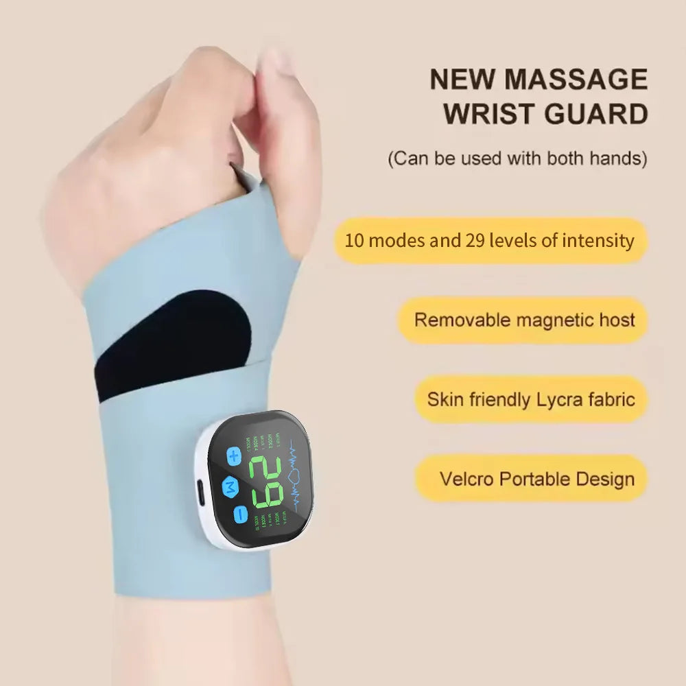 Garde de poignet massage électronique avec écran numérique, 10 modes, tissu Lycra, design portable