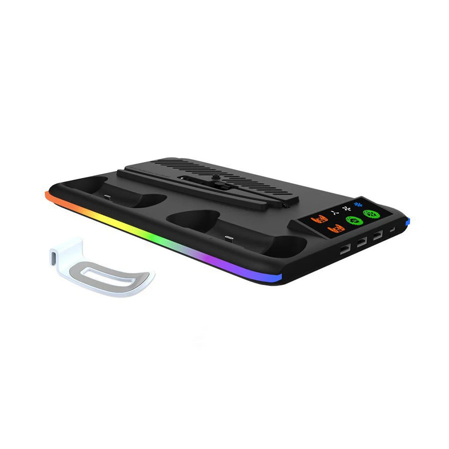 Support de refroidissement pour PS5/Slim/Pro, avec Station de charge de contrôleur LED, ventilateur de refroidissement à 3 vitesses pour accessoires de Console PlayStation 5