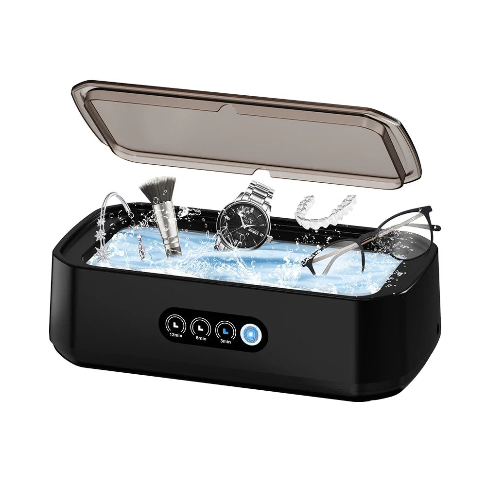 TINSOL 49KHZ nettoyeur à ultrasons haute fréquence 650ml Mini Machine de nettoyage par vibrations adapté aux lunettes bijoux et prothèses dentaires