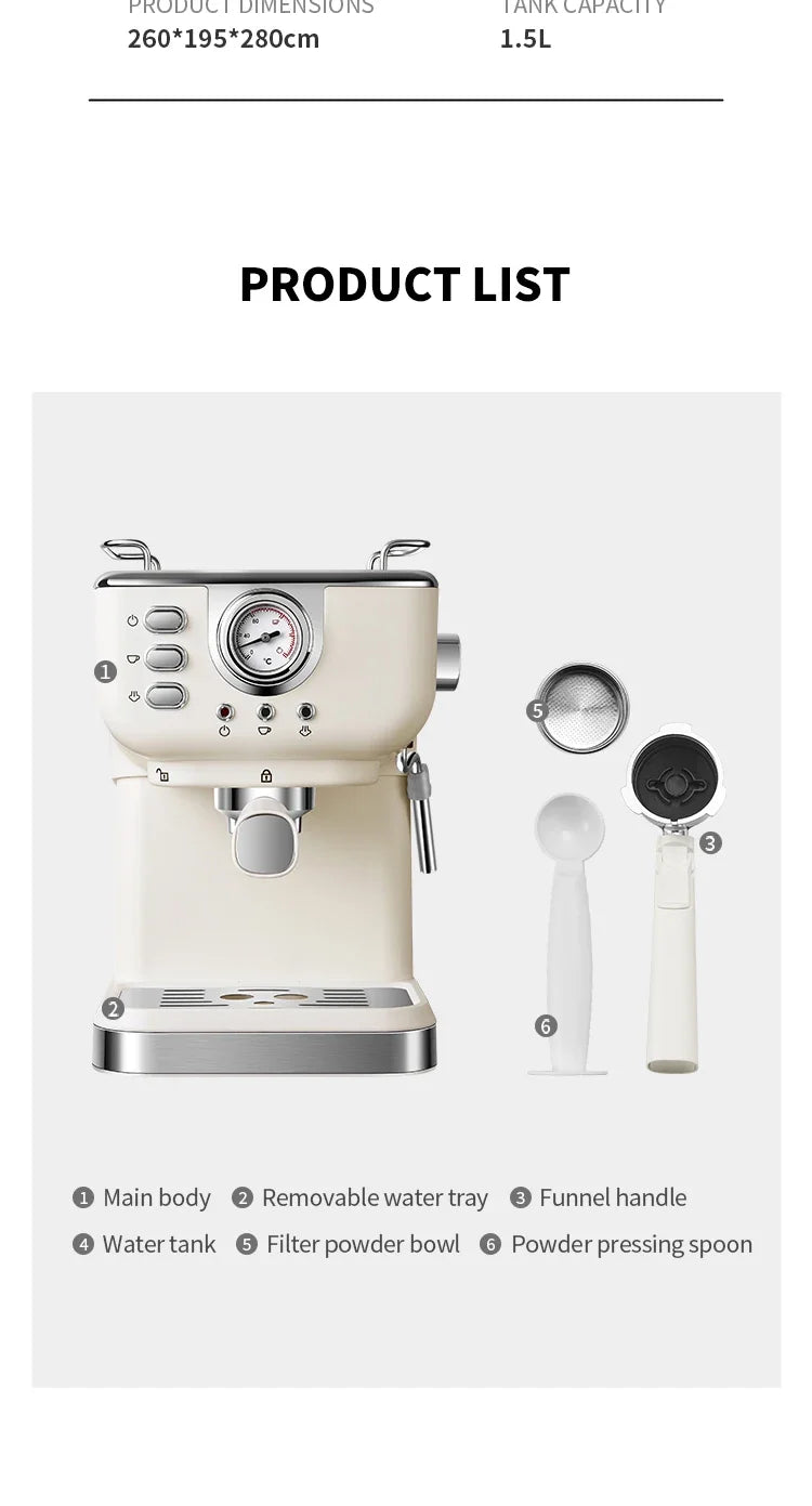 Machine à café expresso italienne 220V, en acier inoxydable, semi-automatique, mousseur à lait Commercial, pour le bureau