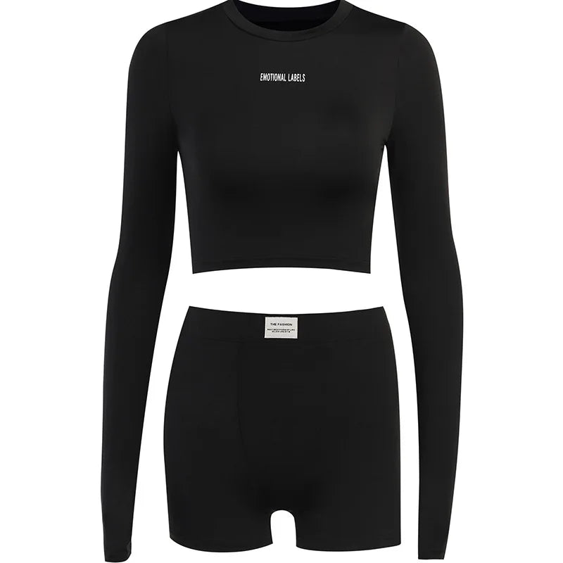 Short à manches courtes et col rond pour femme, ensemble sportif polyvalent, mode européenne et américaine, printemps et été, 3/4, 2 pièces