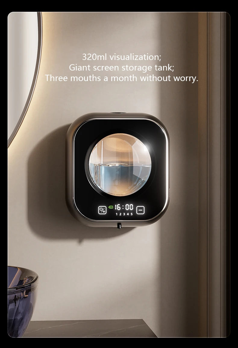 Distributeur de savon automatique mural, grande capacité, capteur Rechargeable sans contact, cuisine avec nettoyage intelligent LED