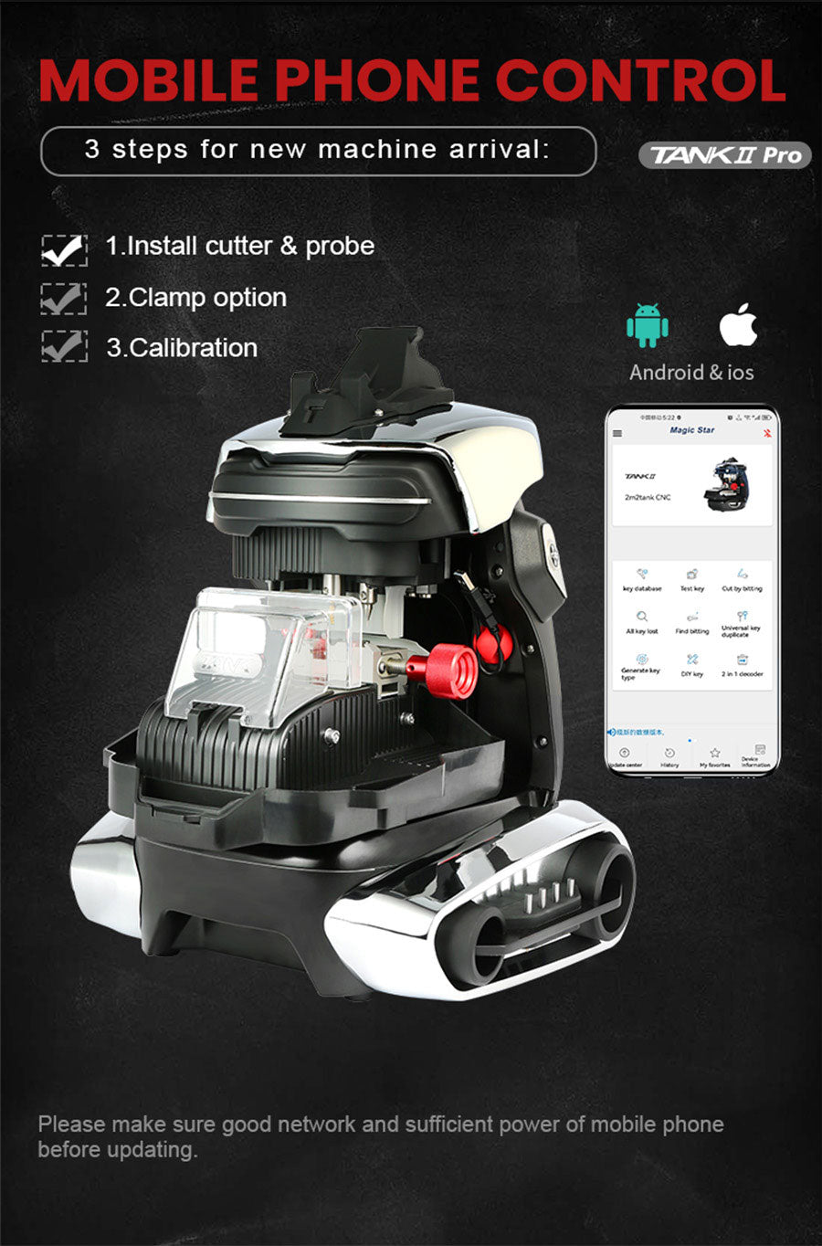 2M2 TANK 2 Pro TANK II Pro avec batterie et pour Ford Clamp FO21 clé CNC Machine à clés