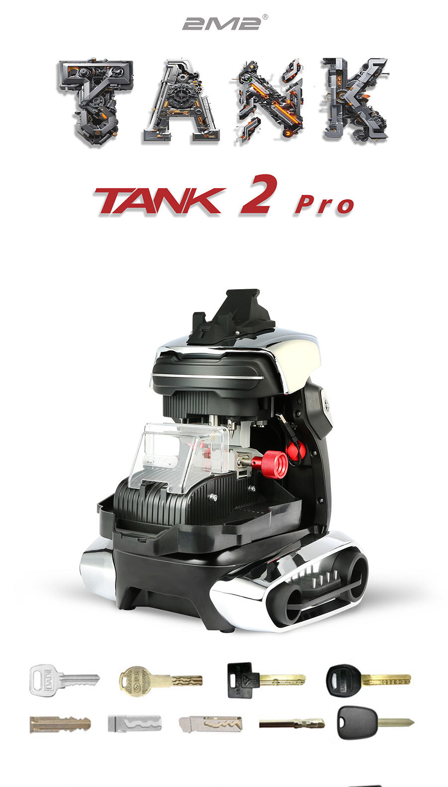 2M2 TANK 2 Pro TANK II Pro avec batterie et pour Ford Clamp FO21 clé CNC Machine à clés