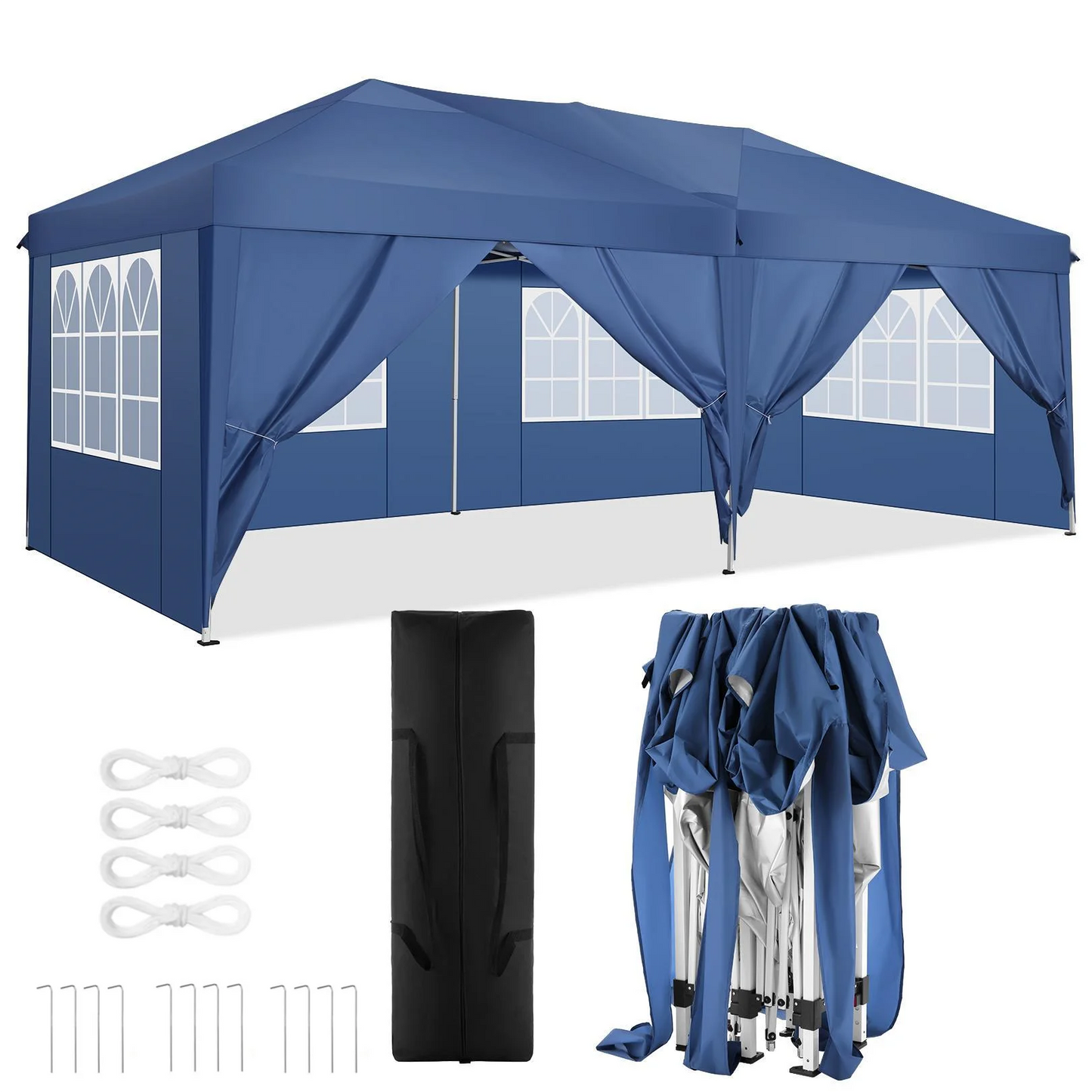 Tente d'auvent Pop-Up 10x20 avec 6 parois latérales, tente Pop-Up facile 10x20, abri instantané Commercial étanche UPF 50 + Portable