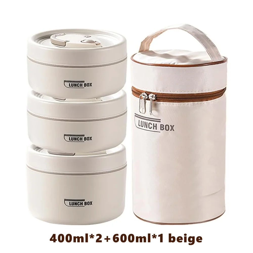 Ensemble de récipients à déjeuner isolés portables avec boîte à déjeuner thermique 3 récipients à déjeuner empilables séparés pour enfants adultes