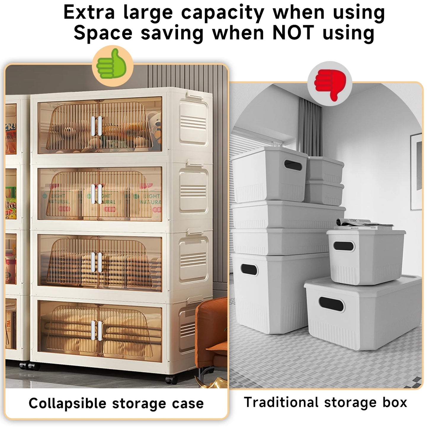 Armoire de rangement pliable avec grande capacité, idéale pour économiser de l'espace à la maison