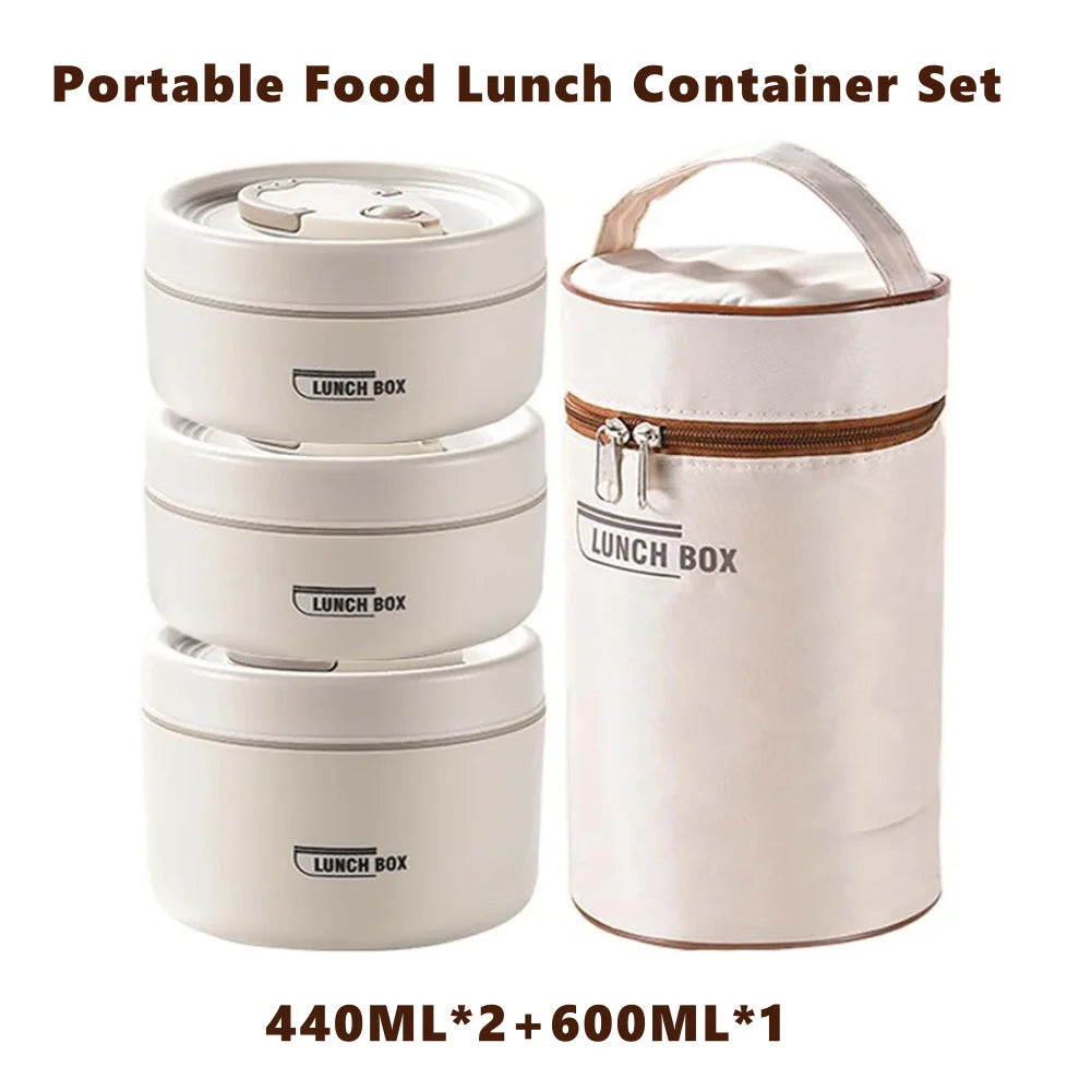 Ensemble de récipients à déjeuner isolés portables avec boîte à déjeuner thermique 3 récipients à déjeuner empilables séparés pour enfants adultes