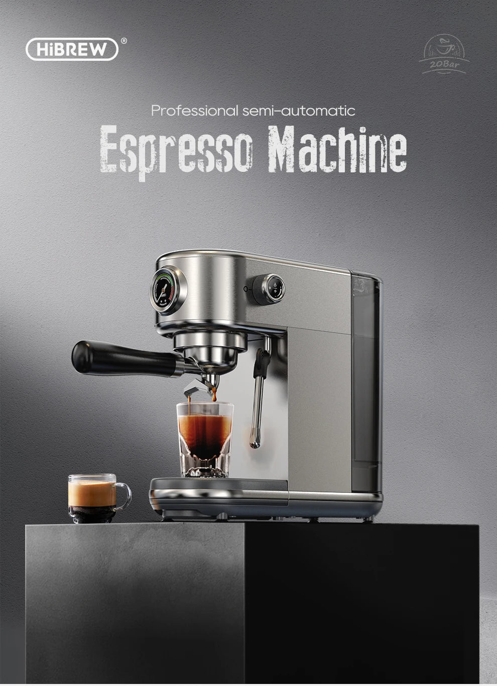 Hiinvasif-Machine à café expresso semi-automatique, cafetière super fine, température réglable, froid et chaud, cappuccino, W 20bar, H10B