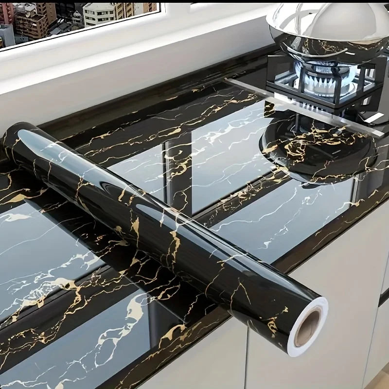 Papier peint auto-adhésif de cuisine 40cm, papier de contact pour comptoir d'armoire, PVC, imperméable et résistant à l'huile, autocollant mural