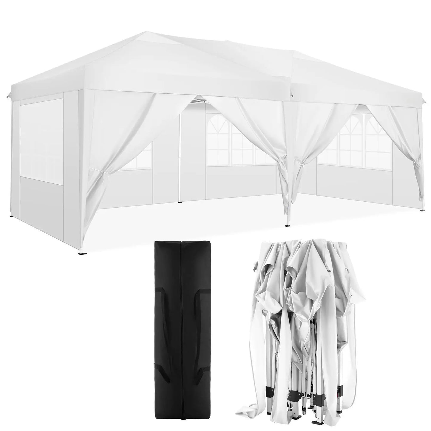 Tente d'auvent Pop-Up 10x20 avec 6 parois latérales, tente Pop-Up facile 10x20, abri instantané Commercial étanche UPF 50 + Portable