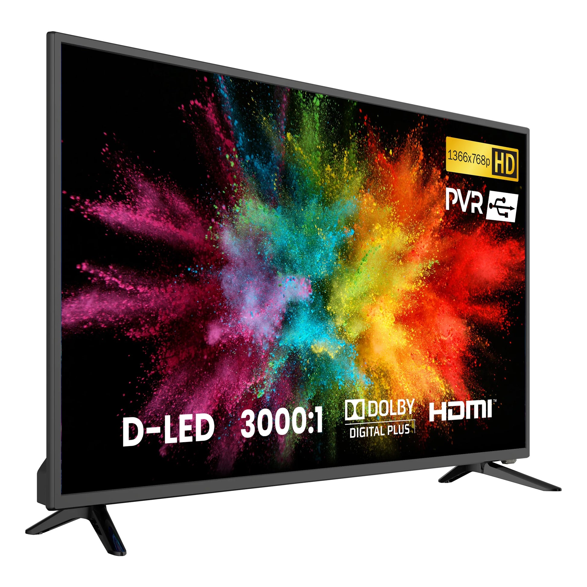 Téléviseur D-LED HD 1366x768p, Dolby Digital Plus, HDMI, rapport 3000:1, PVR