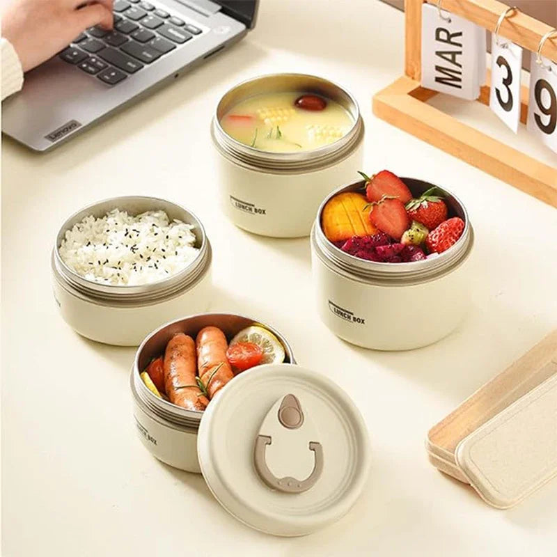 Ensemble de récipients à déjeuner isolés portables avec boîte à déjeuner thermique 3 récipients à déjeuner empilables séparés pour enfants adultes