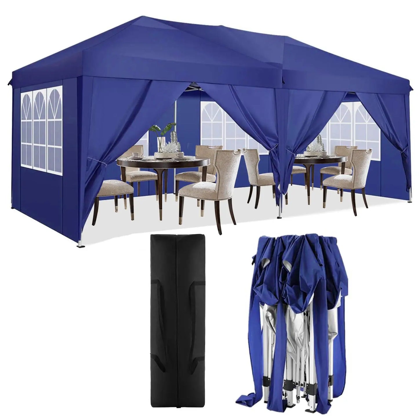 Tente d'auvent Pop-Up 10x20 avec 6 parois latérales, tente Pop-Up facile 10x20, abri instantané Commercial étanche UPF 50 + Portable