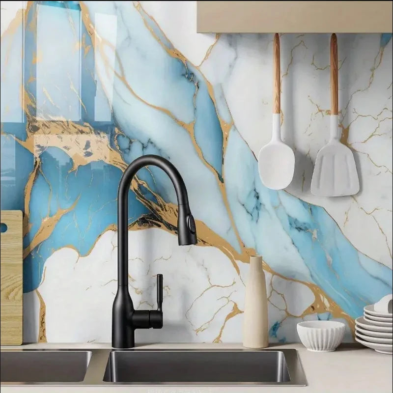 Papier peint auto-adhésif de cuisine 40cm, papier de contact pour comptoir d'armoire, PVC, imperméable et résistant à l'huile, autocollant mural