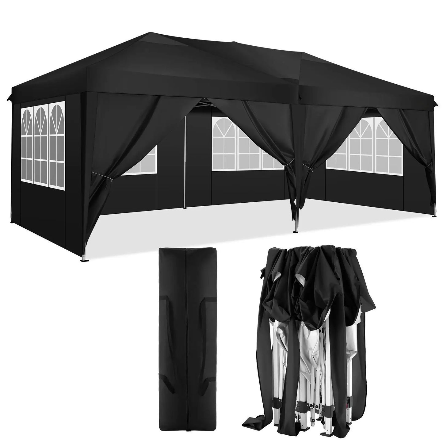 Tente d'auvent Pop-Up 10x20 avec 6 parois latérales, tente Pop-Up facile 10x20, abri instantané Commercial étanche UPF 50 + Portable