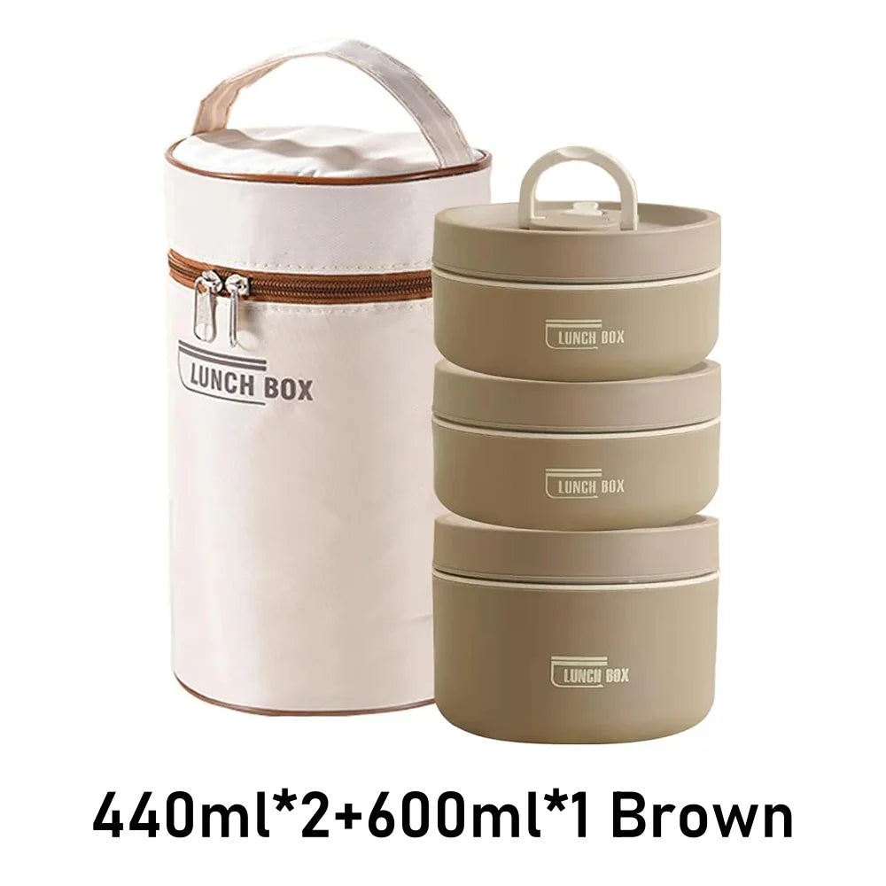 Ensemble de récipients à déjeuner isolés portables avec boîte à déjeuner thermique 3 récipients à déjeuner empilables séparés pour enfants adultes