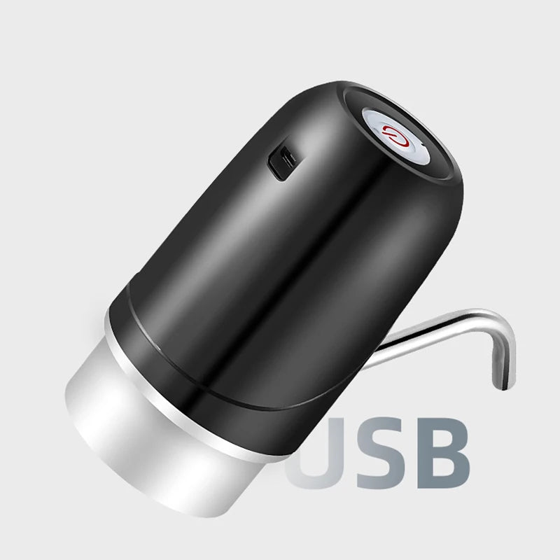 Pompe à eau électrique USB noire avec bec verseur, gadget high-tech pratique pour bouteille