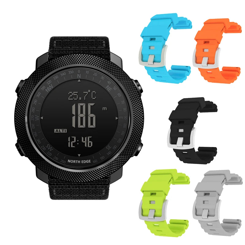 Montre GPS outdoor avec altimètre, boussole et 5 bracelets interchangeables colorés pour sport et randonnée
