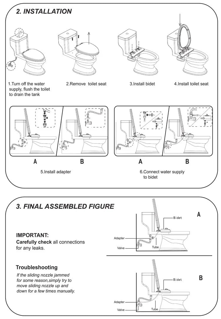 Bidet siège de toilette fixation Non électrique autonettoyant double buses lavage chaud froid mélangeur eau dame salle de bain accessoires pulvérisateur