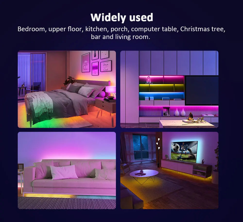 Bandes LED RGB multicolores pour chambre, salon, cuisine et TV – éclairage d'ambiance moderne