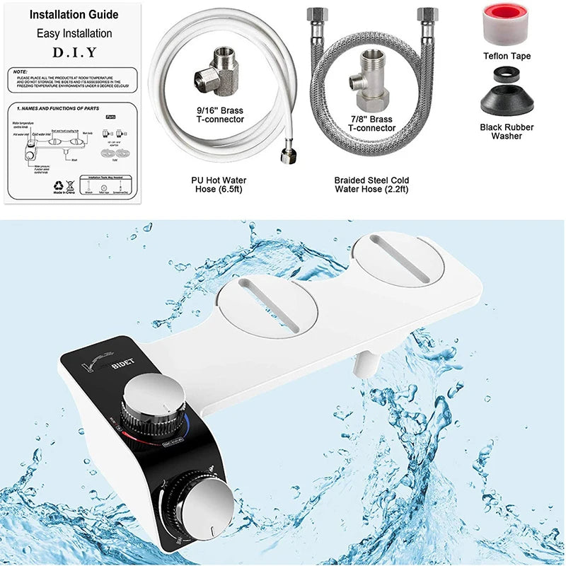 Bidet siège de toilette fixation Non électrique autonettoyant double buses lavage chaud froid mélangeur eau dame salle de bain accessoires pulvérisateur