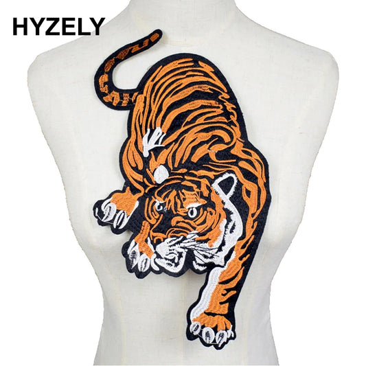 Patch tigre brodé orange et noir pour vêtements, appliqué thermocollant, style animalier tendance