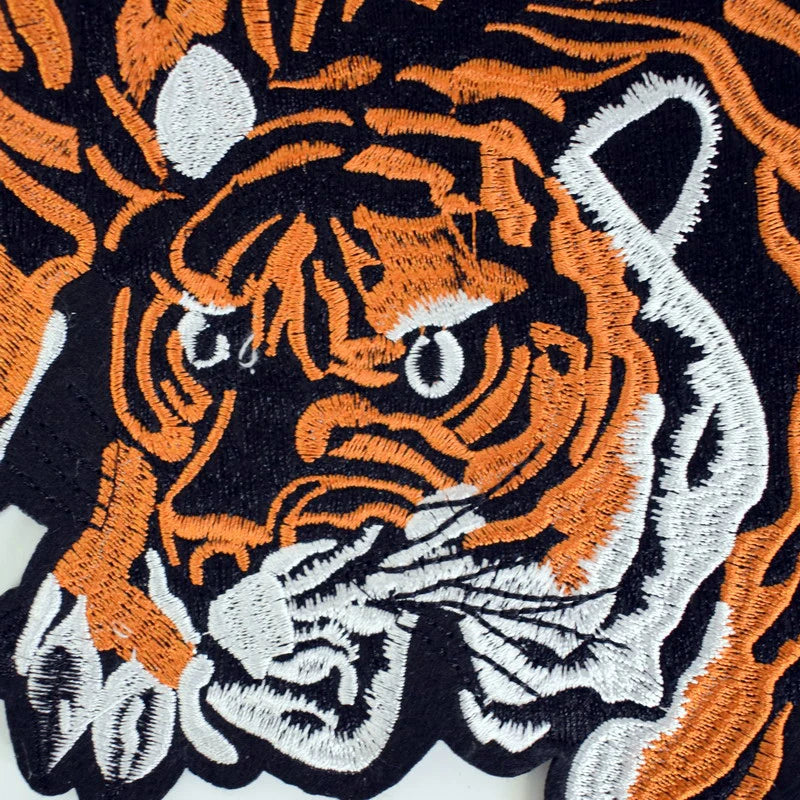 Patch tigre brodé orange et noir, motif sauvage pour vêtements ou accessoires