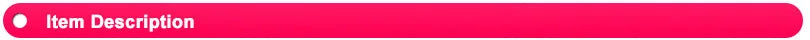 Bannière rose vif avec texte 'Item Description' pour description produit high-tech