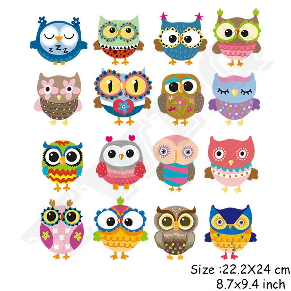 Collection de hiboux colorés et mignons, autocollants décoratifs pour enfants, design fun et ludique