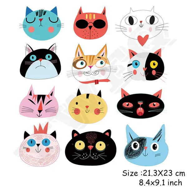 Stickers mignons de chats colorés pour décoration, 21,3x23 cm, idéaux pour enfants et amateurs de gadgets high-tech