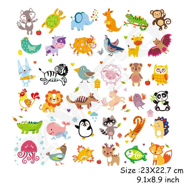 Stickers animaux mignons pour enfants, design coloré et ludique, idéal décoration chambre