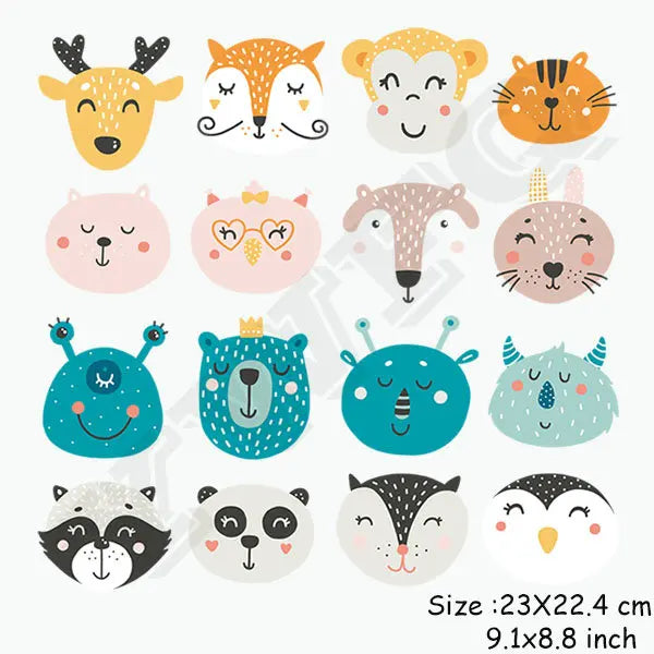 Stickers muraux animaux mignons pour chambre d'enfant, design scandinave, 23x22,4 cm