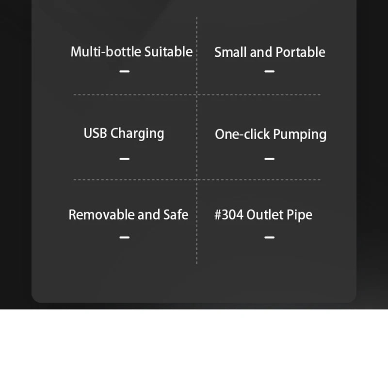 Pompe électrique portable avec charge USB, compatible multi-bouteilles, tuyau #304, pompage en un clic