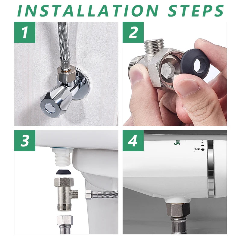 SAMODRA Bidet de toilette Ultra-mince, fixation de siège de toilette avec entrée en laiton, pression d'eau réglable, salle de bain, douche hygiénique