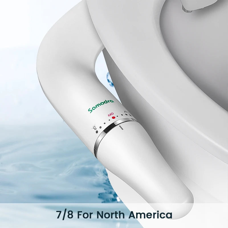 SAMODRA Bidet de toilette Ultra-mince, fixation de siège de toilette avec entrée en laiton, pression d'eau réglable, salle de bain, douche hygiénique