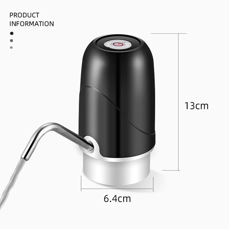 Pompe à eau électrique noire de 13 cm avec tuyau, design moderne et compact pour usage domestique
