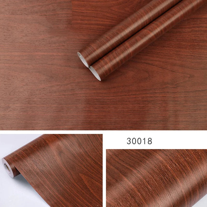 Papier peint auto-adhésif rayé en bois PVC, 45CM, autocollant étanche pour rénovation de meubles, bureau, armoire