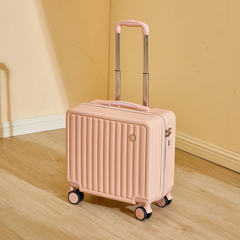 Valise de voyage de 18 pouces, jolie valise de compagnie aérienne, boîte à mot de passe, roue silencieuse, châssis léger monté universel