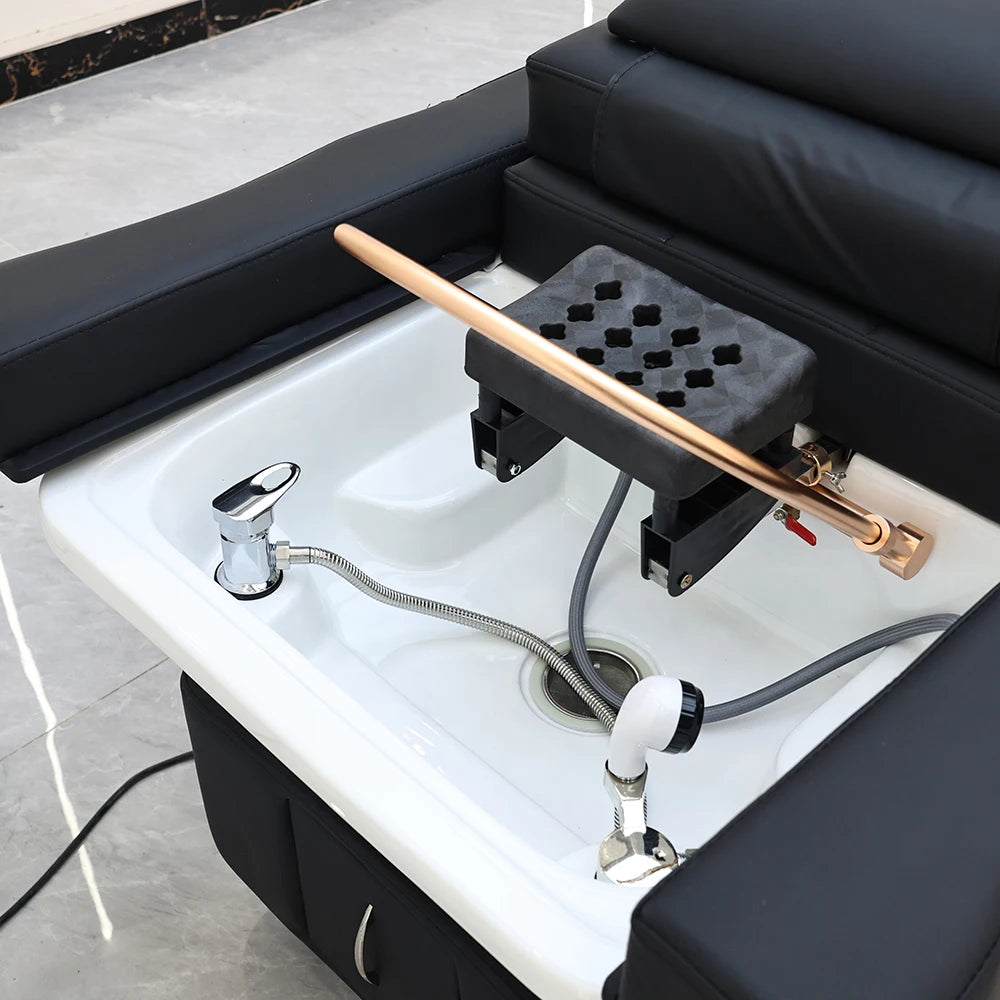Lit de lavage de cheveux XinSheng pour salon de coiffure, table de massage thaïlandaise, mobilier commercial pour barbier avec bassin de bain de pieds