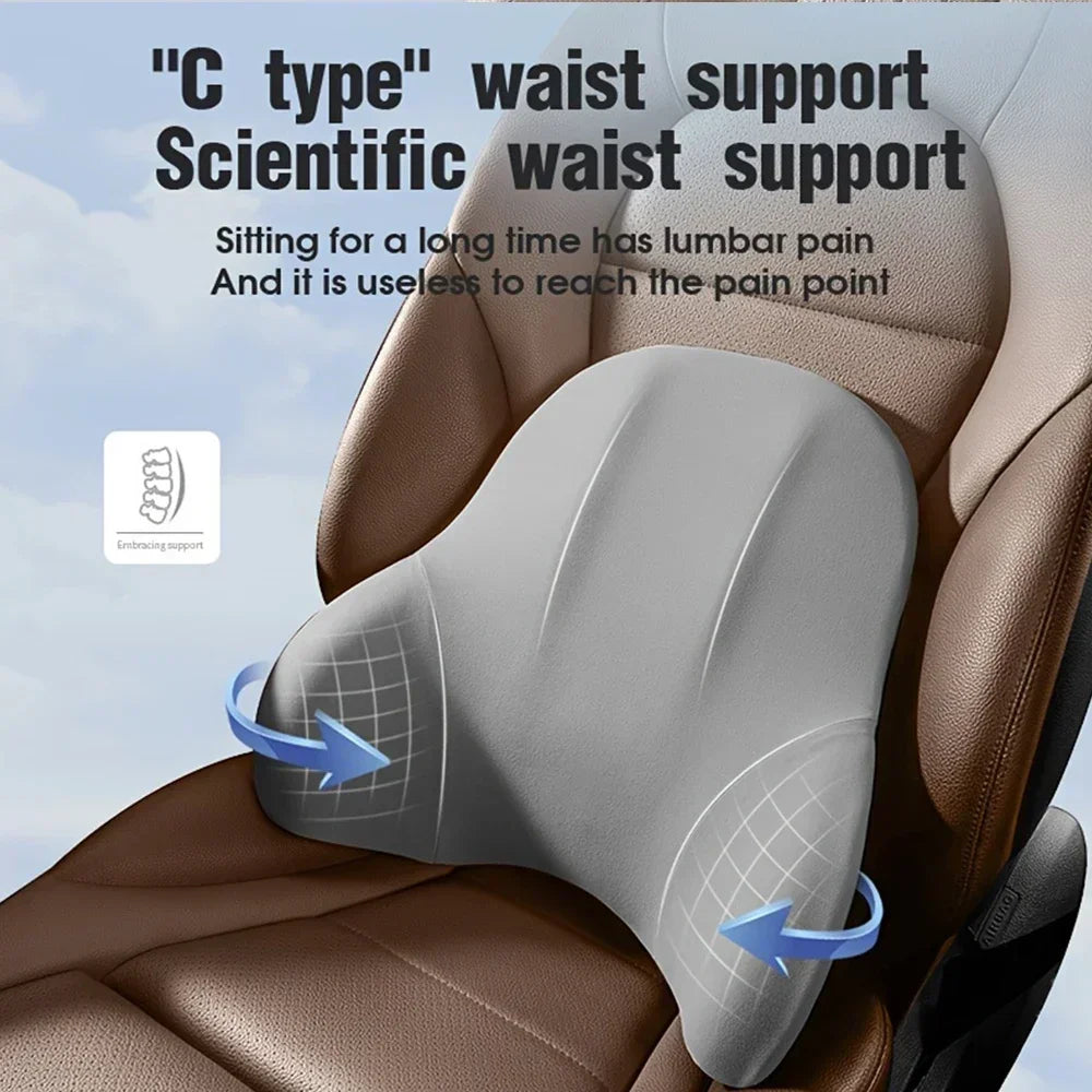 Appui-tête en mousse à mémoire de forme, ensemble de soutien lombaire, oreiller ergonomique pour le cou, coussin de dos, siège de conducteur de voiture, tissu Polyester respirant et confortable